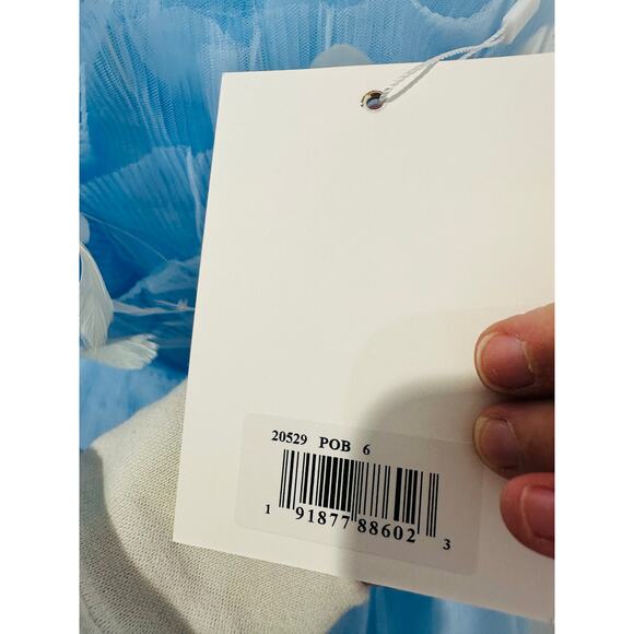 MAC DUGGAL 20529 Powder Blue Strapless Feathers Short Tulle Dress NWT sz 6 - Picture 12 of 16